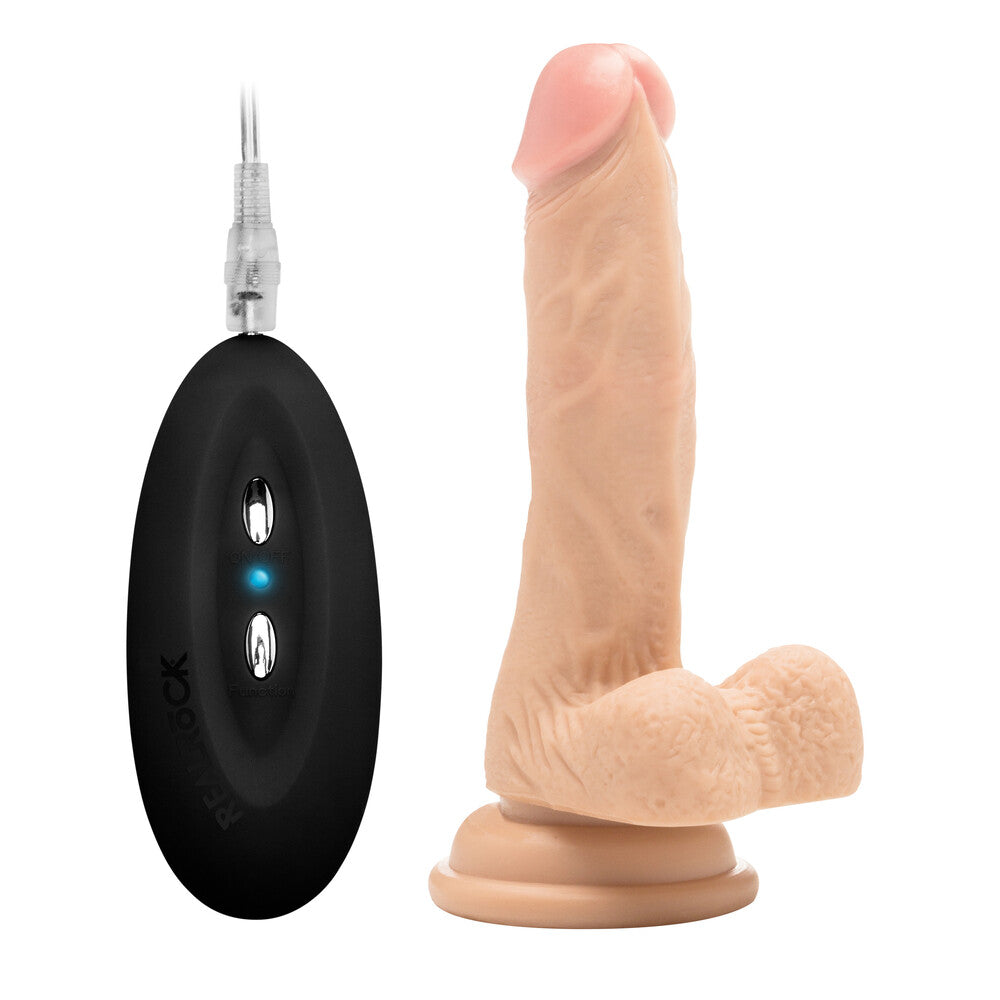 RealRock 7 Inch Vibrating Realistic Cock With Scrotum|Front View|"realistic design - front view"