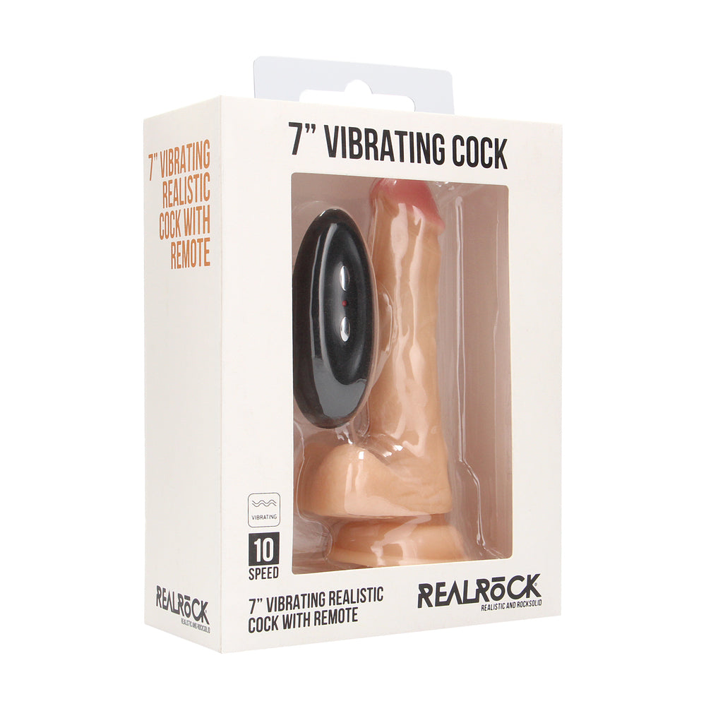 RealRock 7 Inch Vibrating Realistic Cock With Scrotum|Side View|"vibrating detail - side view"