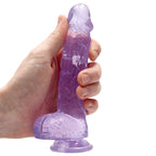 RealRock 6 Inch Purple Realistic Crystal Clear Dildo|Side View|"purple detail - side view"