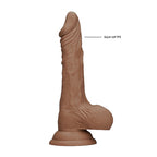 RealRock 7 Inch Dong With Testicles Flesh Tan|Side View|"tan detail - side view"