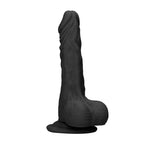 RealRock 9 Inch Dong With Testicles Black|Front View|"realistic design - front view"