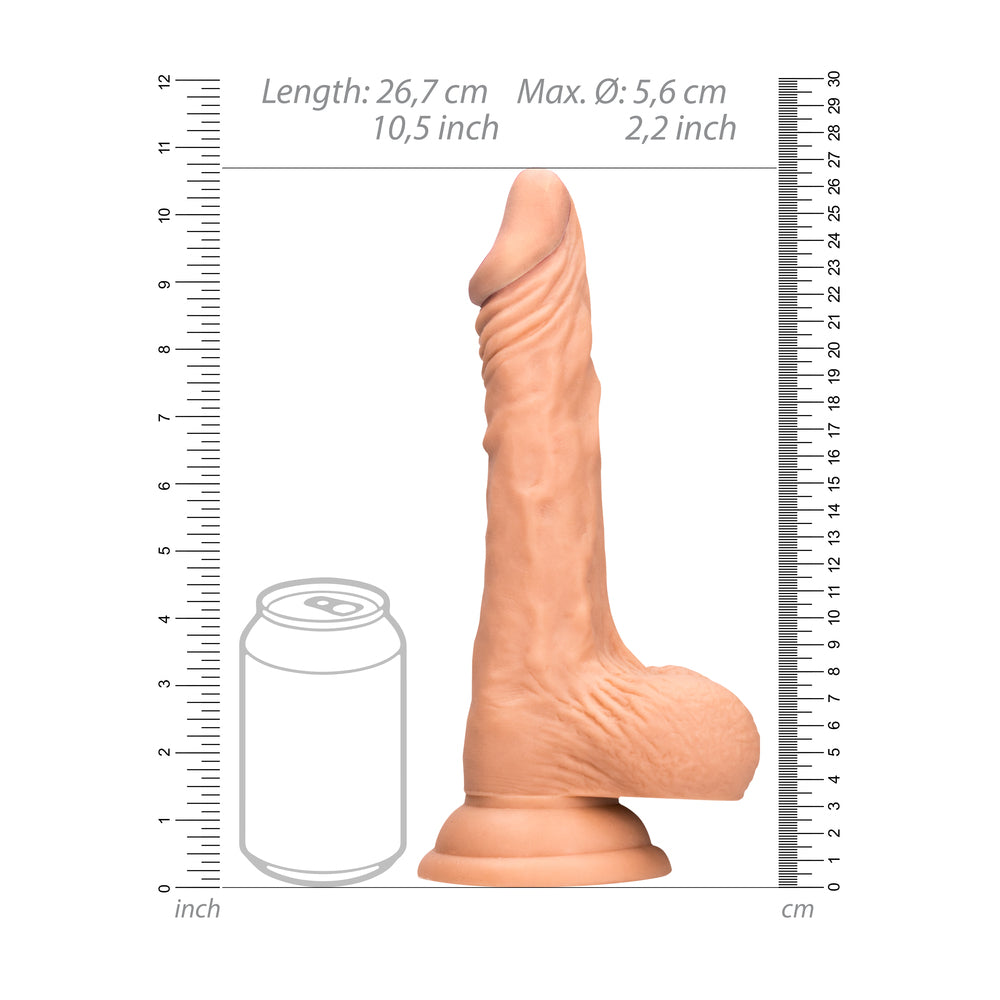 RealRock 10 Inch Dong With Testicles Flesh|Side View|"flesh detail - side view"