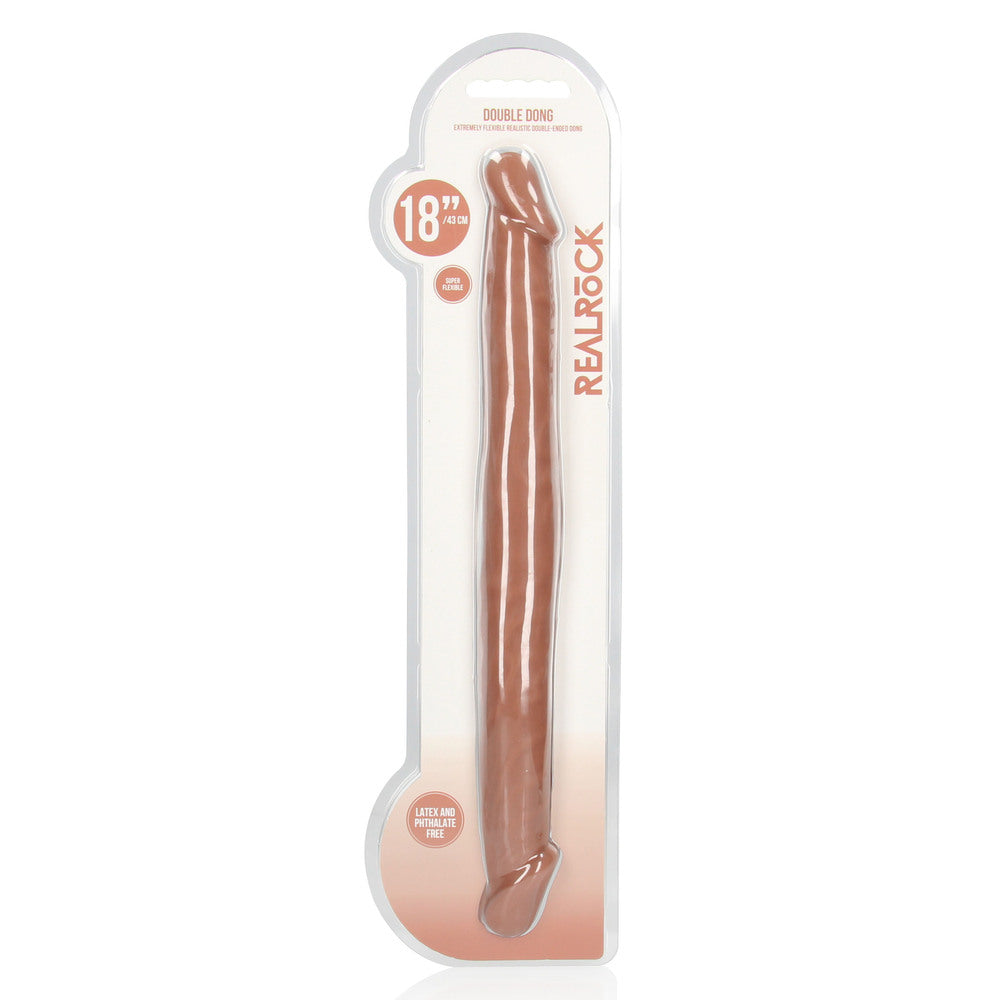 RealRock 18 Inch Double Dildo Flesh Tan|Side View|"texture detail - side view"