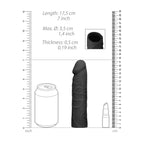 RealRock 7 Inch Penis Sleeve Black|Side View|"texture detail - side view"