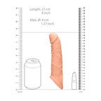 RealRock 8 Inch Penis Sleeve Flesh Pink|Side View|"texture detail - side view"