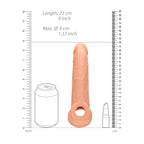 RealRock 9 Inch Penis Sleeve Flesh Pink|Side View|"texture detail - side view"