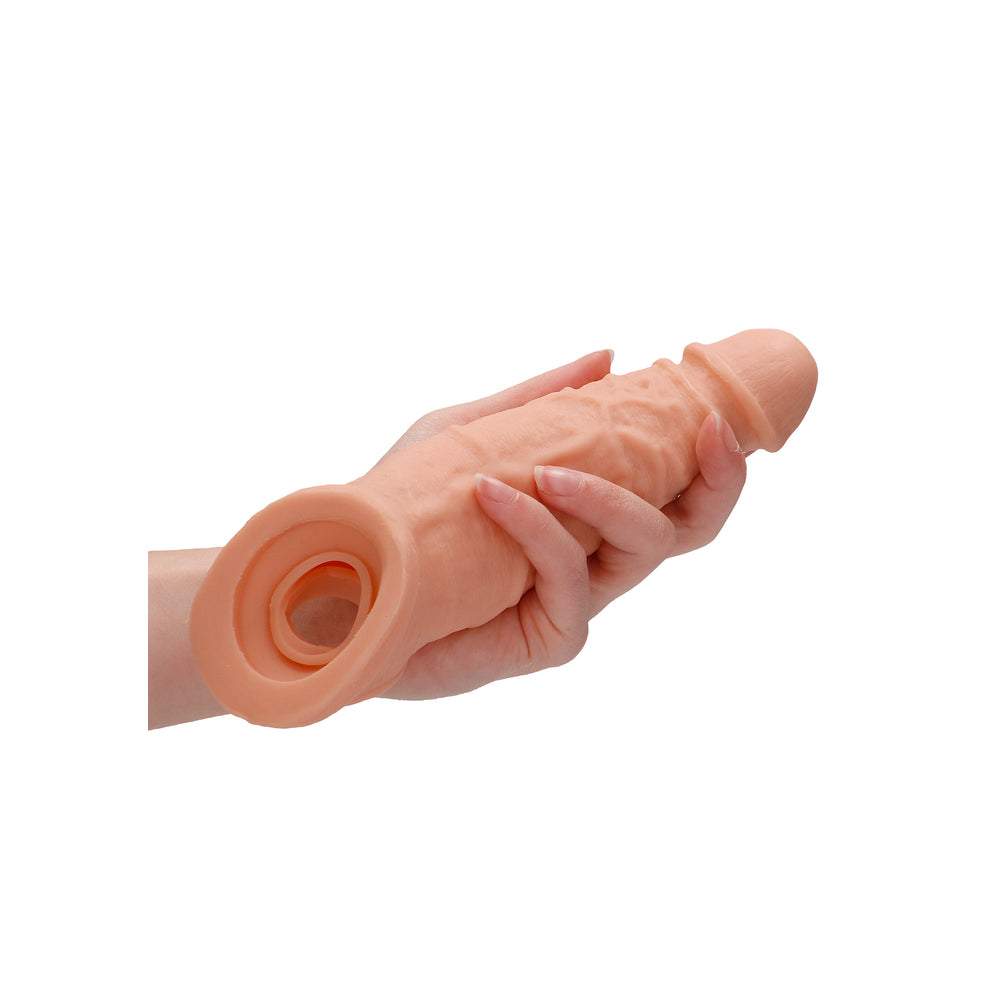 RealRock 9 Inch Penis Sleeve Flesh Pink|Detail View|"surface detail - detail view"