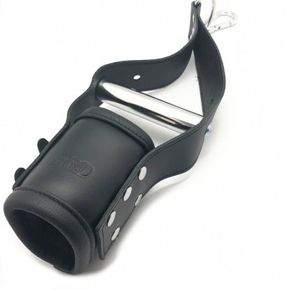 The Red Deluxe Leather Suspension Handcuffs|Side View|"suspension detail cuffs-side view adult toys direct"|