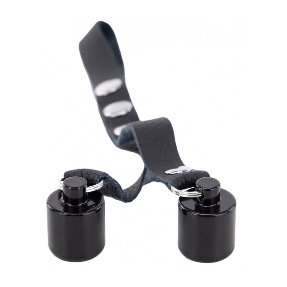 The Red Leather Ball Stretcher With Weights 2 X 50g|Side View|"weight details-side view"|