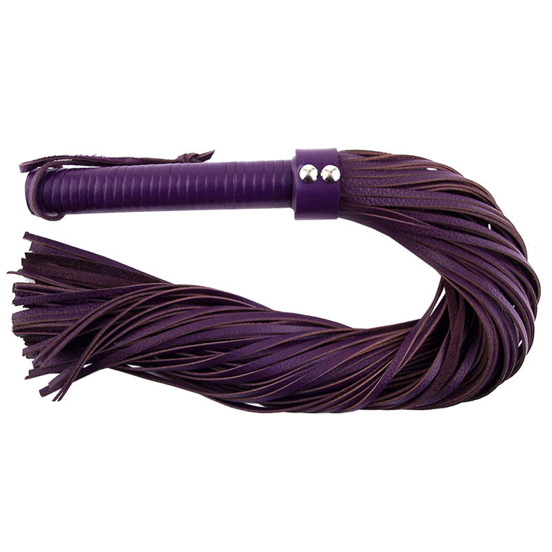 Rouge Garments Large Purple Leather Flogger|Front View|"leather flogger-front view"|
