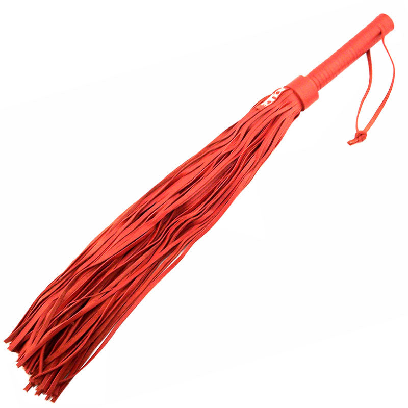 Rouge Garments Large Red Leather Flogger|Front View|"leather flogger-front view"|