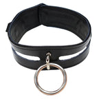 Rouge Garments Leather Fashion Bondage Collar Black|Front View|"bondage collar-front view"|