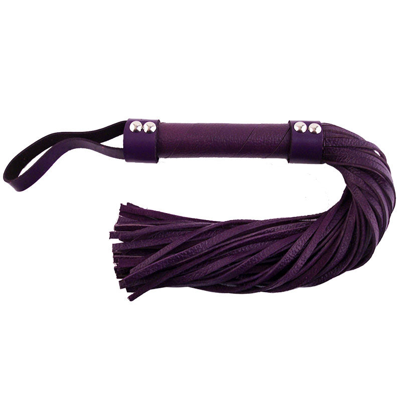 Rouge Garments Purple Leather Flogger|Front View|"leather flogger-front view"|