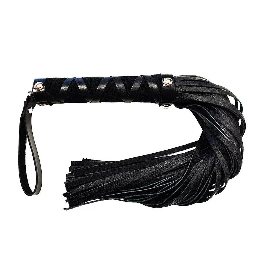 Rouge Short Leather Flogger With Studs|Front View|"leather flogger-front view"|