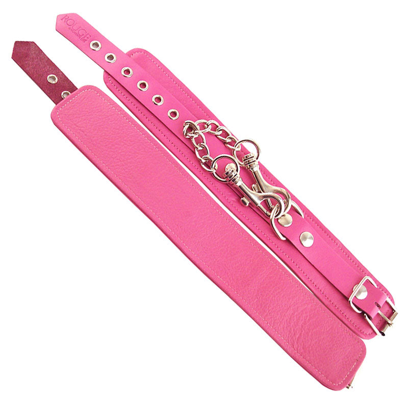 Rouge Garments Ankle Cuffs Pink|Front View|"pink ankle restraints premium-front view adult toys direct"|