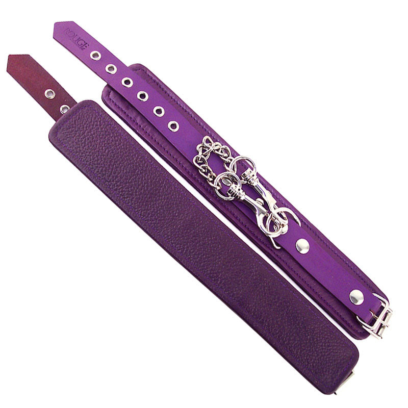 Rouge Garments Wrist Cuffs Purple|Front View|"purple wrist restraints premium-front view adult toys direct"|