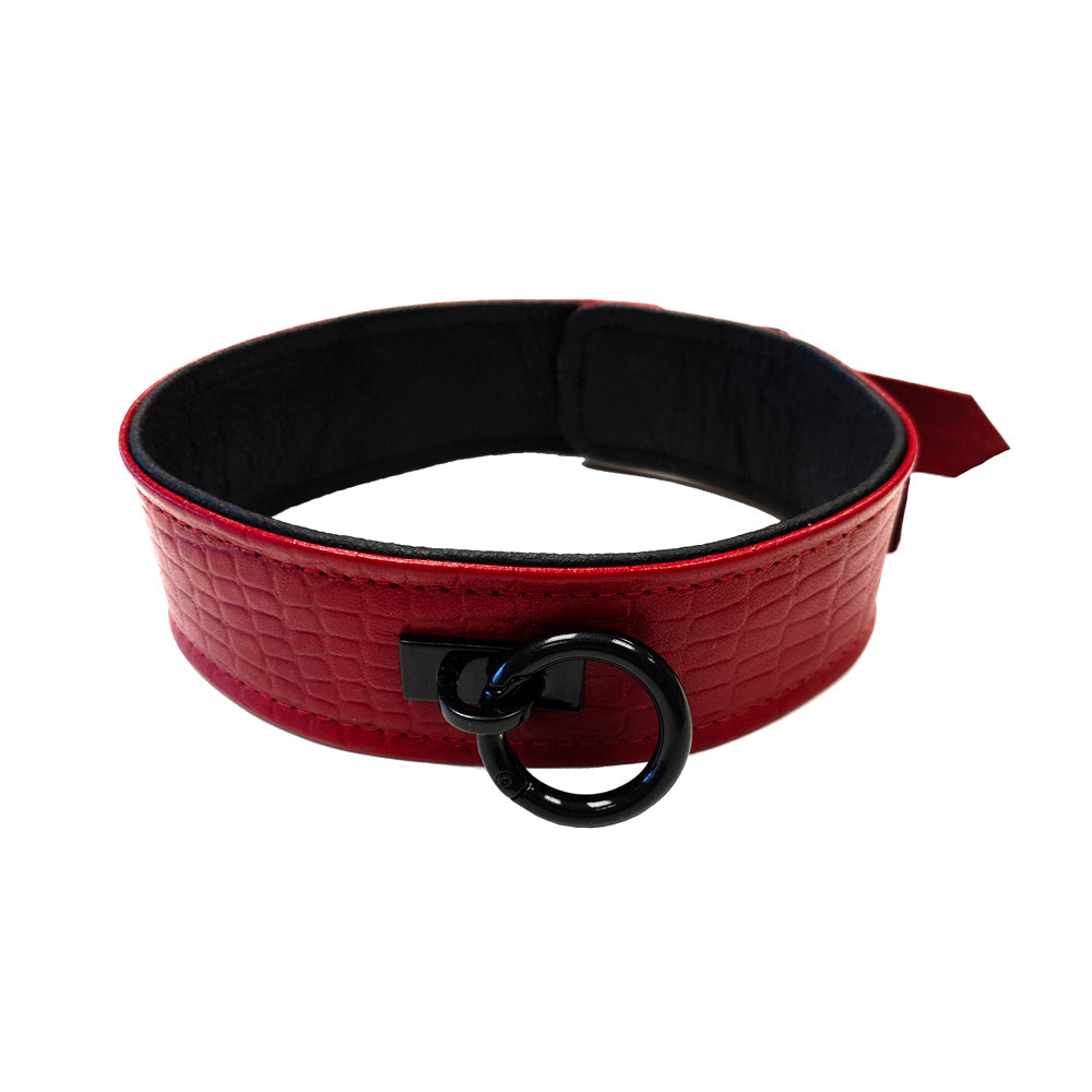Rouge Garments Leather Croc Print Collar|Front View|"croc collar-front view"|