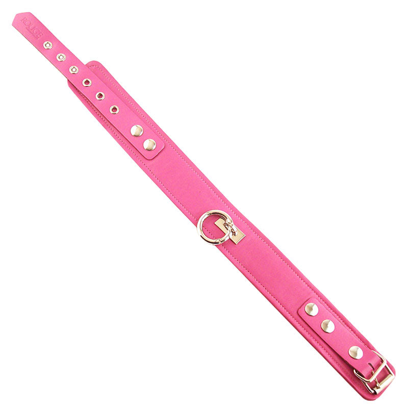 Rouge Garments Plain Pink Leather Collar|Front View|"leather collar-front view"|