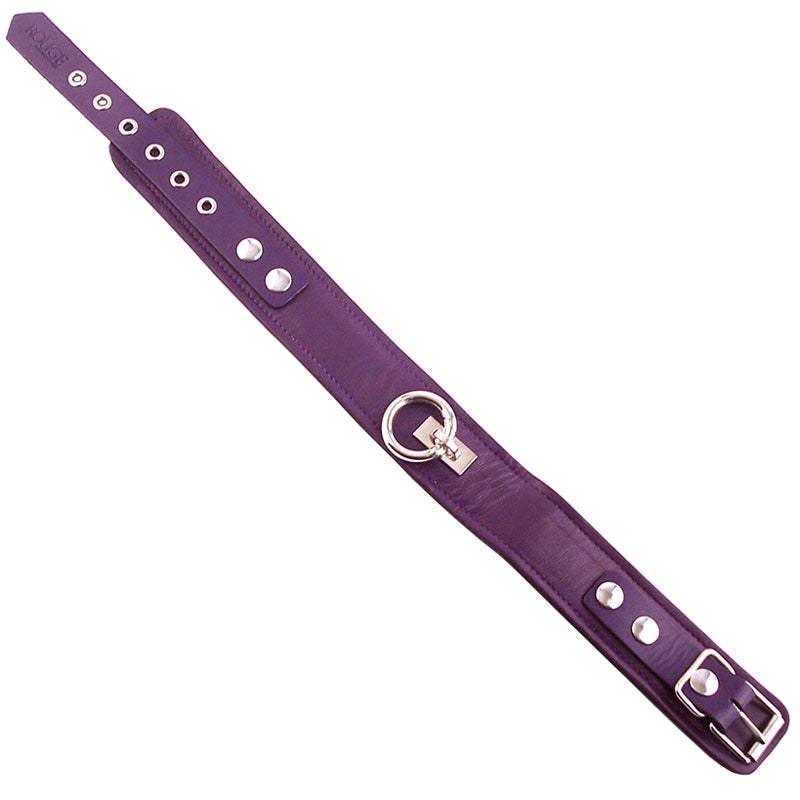 Rouge Garments Plain Purple Leather Collar|Front View|"leather collar-front view"|