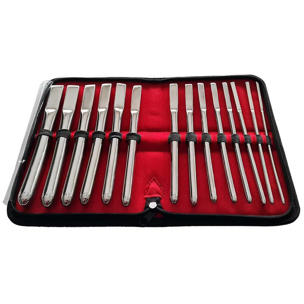 Rouge Garments Hegar 14 Piece Uterine Dilator Set|Side View|"size progression-side view adult toys direct"|