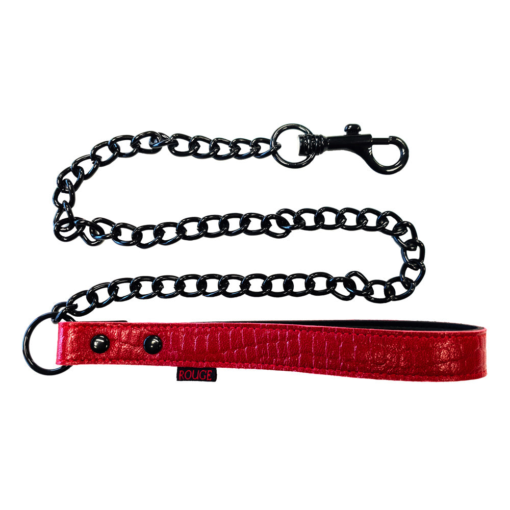 Rouge Garments Leather Croc Print Lead|Front View|"premium croc leather lead bondage-front view adult toys direct"|