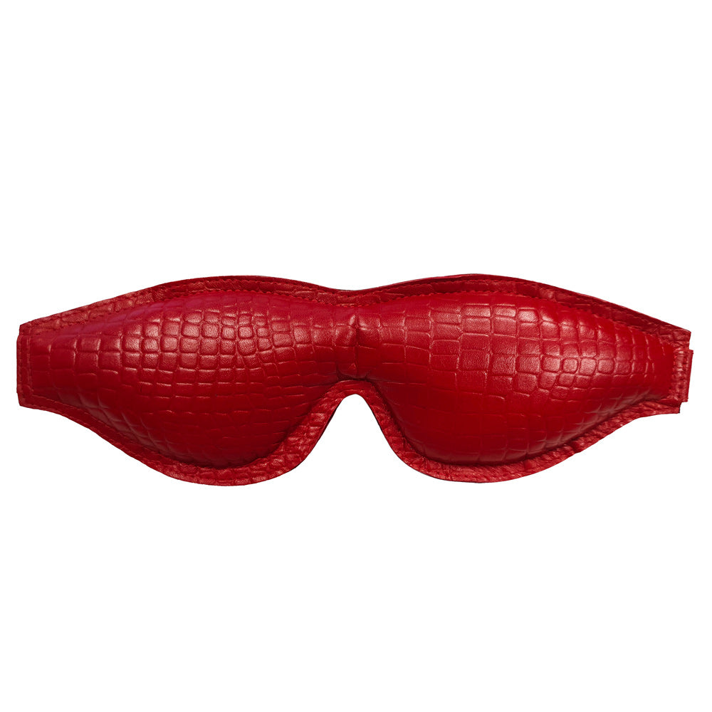 Rouge Garments Leather Croc Print Padded Blindfold|Front View|"crocodile texture blindfold-front view adult toys direct"|