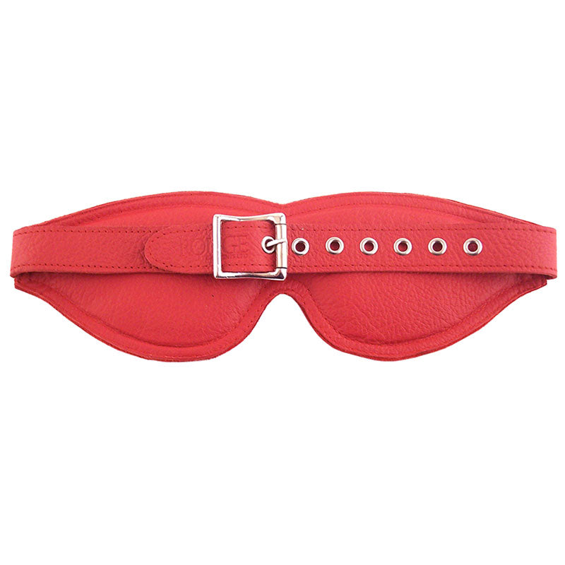 Rouge Garments Large Red Padded Blindfold|Side View|"padding detail-side view adult toys direct"|