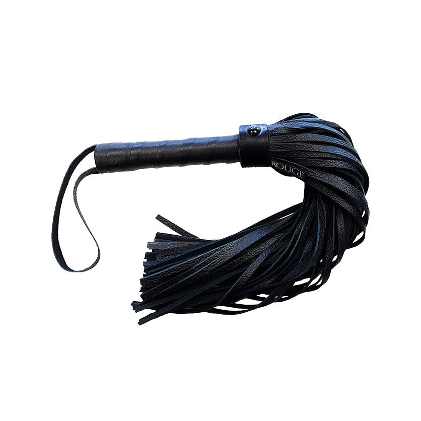 Rouge Garments Plain Black Flogger|Front View|"leather flogger-front view"|