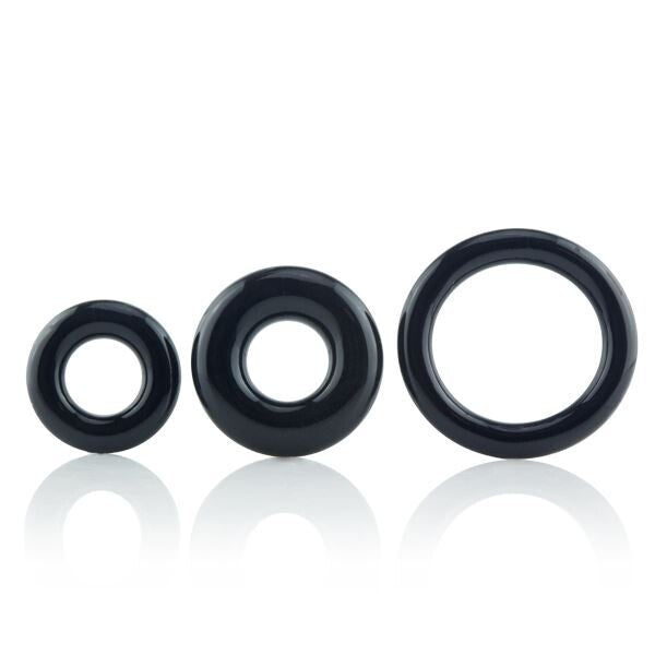 Screaming O RingO x3 Cock Rings Black|Front View|"triple ring design - front view"
