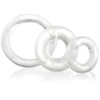 Screaming O RingO x3 Clear Cock Rings|Front View|"ringo design - front view"