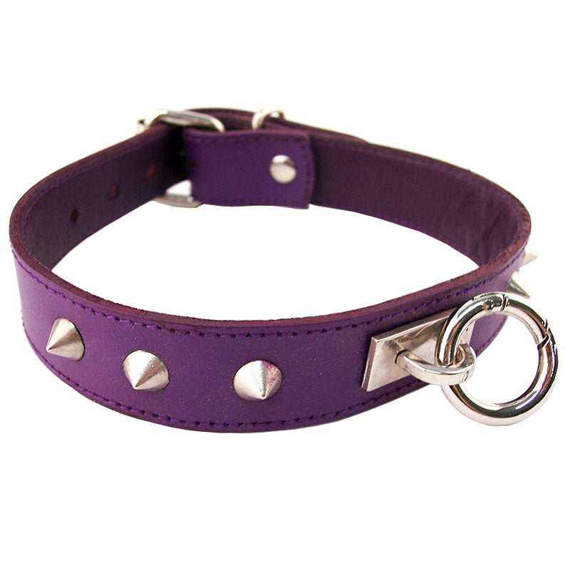 Rouge Garments Purple Studded ORing Studded Collar|Front View|"studded collar-front view"|