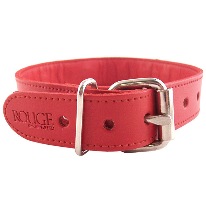 Rouge Garments Red Studded ORing Studded Collar|Side View|"ring details-side view"|