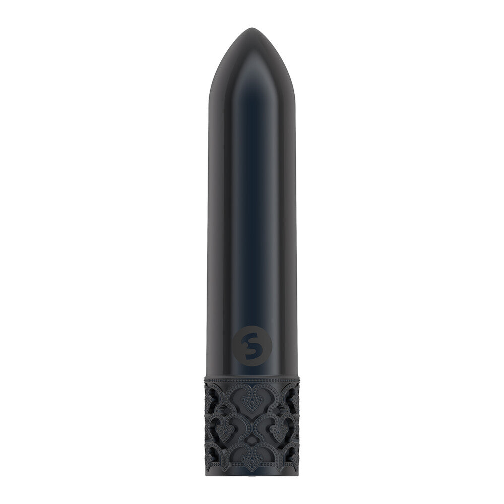 Royal-Gems-Glitz-Rechargeable-Bullet-Gun-Metal|Front View|"luxury bullet vibrator gunmetal rechargeable-front view"