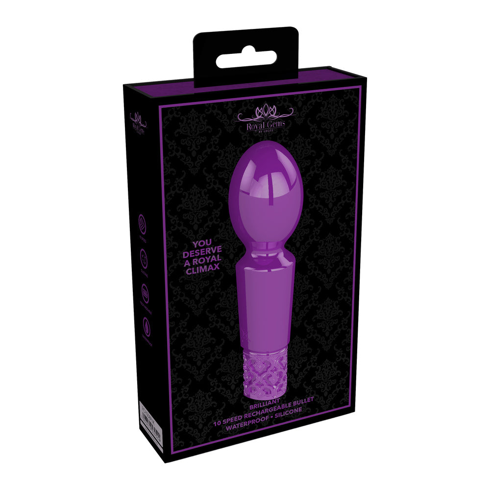 Royal-Gems-Brilliant-Rechargeable-Bullet-Purple|Detail View|"multi-speed bullet controls-detail view"