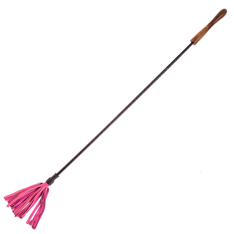 Rouge Garments Riding Crop With Wooden Handle Pink|Front View|"riding crop-front view"|