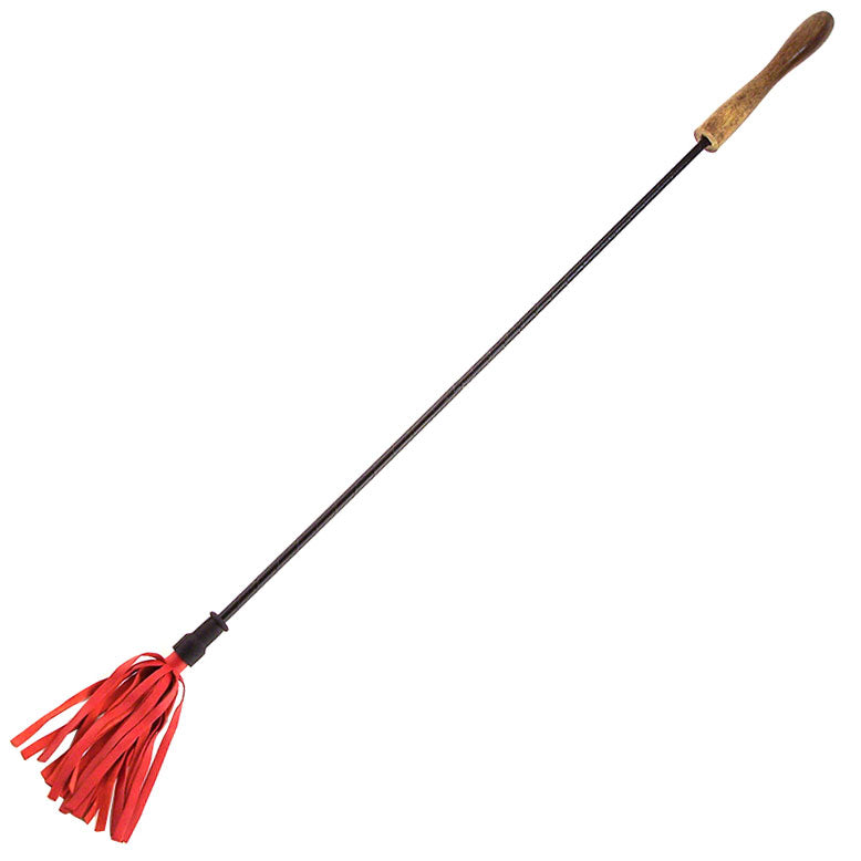 Rouge Garments Riding Crop With Wooden Handle Red|Front View|"riding crop-front view"|