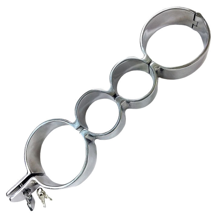Rouge Stainless Steel Heavy Metal Wrist and Ankle Binder|Front View|"steel wrist ankle restraint system-front view adult toys direct"|