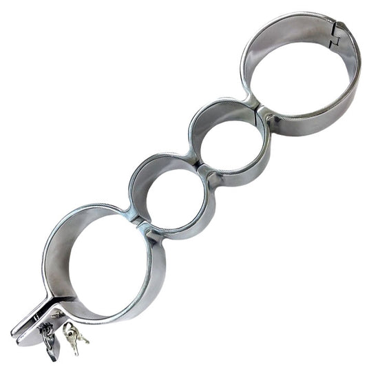 Rouge Stainless Steel Heavy Metal Wrist and Ankle Binder|Front View|"steel wrist ankle restraint system-front view adult toys direct"|