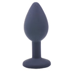 Small Black Jewelled Silicone Butt Plug|Side View|"black jeweled plug design-side view"|
