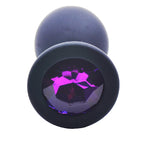 Small Black Jewelled Silicone Butt Plug|Detail View|"silicone plug features-detail view"|