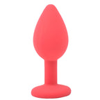 Small Red Jewelled Silicone Butt Plug|Side View|"red jeweled anal plug design-side view"|