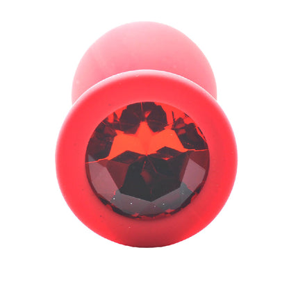 Small Red Jewelled Silicone Butt Plug|Detail View|"silicone anal plug features-detail view"|