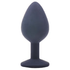 Medium Black Jewelled Silicone Butt Plug|Side View|"medium jeweled design-side view"|
