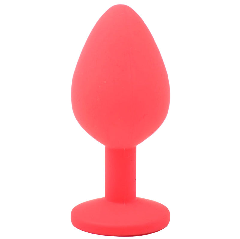Medium-Red-Jewelled-Silicone-Butt-Plug|Side View|"jewel design-side view"