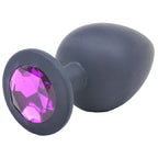 Large Black Jewelled Silicone Butt Plug|Front View|"large black jeweled plug-front view"|