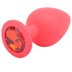 Large-Red-Jewelled-Silicone-Butt-Plug|Front View|"jeweled plug-front view"