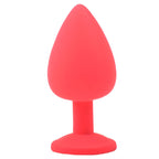 Large-Red-Jewelled-Silicone-Butt-Plug|Side View|"jewel design-side view"
