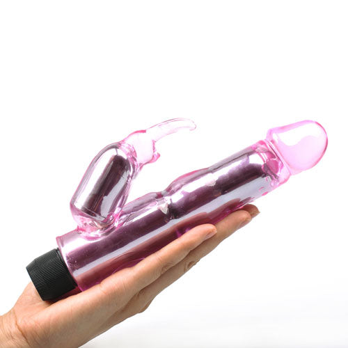 Waves-Of-Pleasure-Crystal-Pink-Rabbit-Vibrator|Front View|"crystal pink-front view"