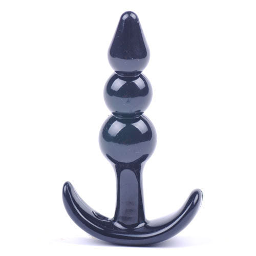 Small Black Beaded Anal Plug|Front View|"small beaded plug-front view"|