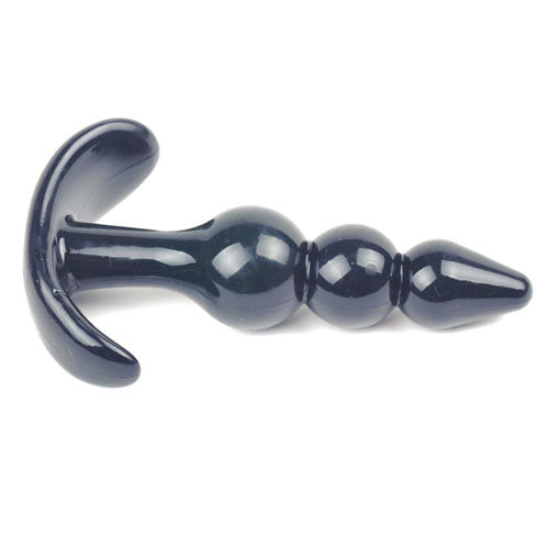 Small Black Beaded Anal Plug|Side View|"beaded design-side view"|